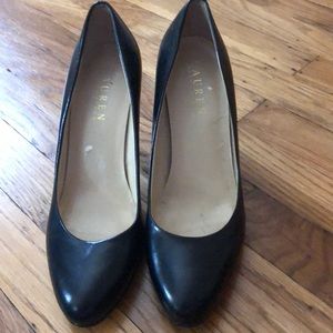 Black leather heels.